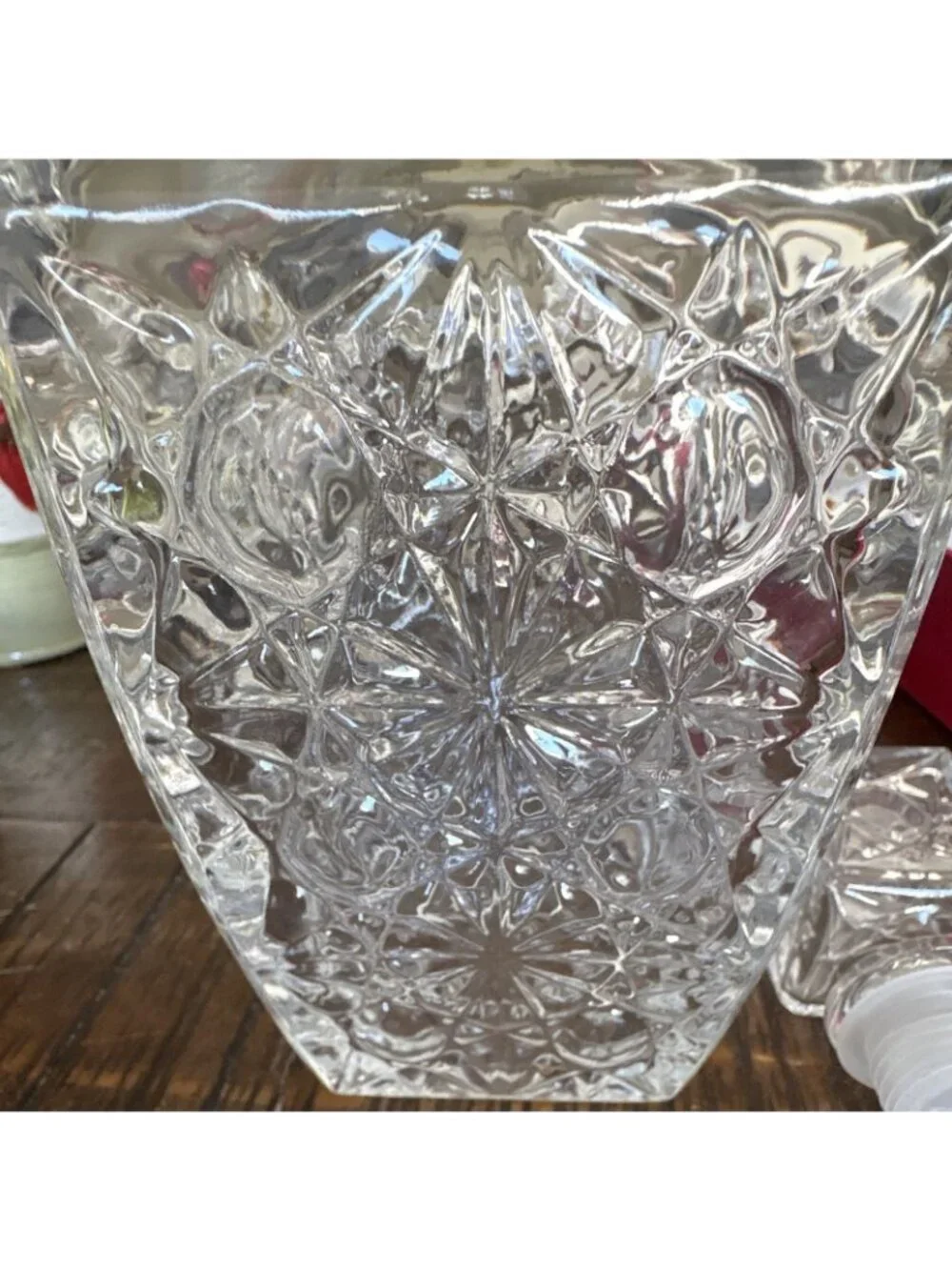 C.F. Design i Preziosi Crystal Decanter Set 6 Glasses Gold Rim Stopper Box-ITALY